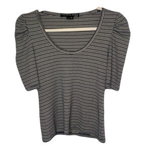 Veronica Beard Women’s XS Scoop Neck Puff Sleeve Striped T-Shirt Top Casual